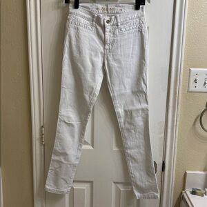 MIH JEANS White Denim Jeans with Gold Logo. EUC
